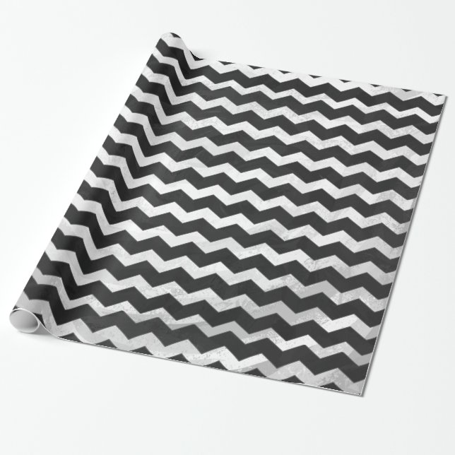 Papel De Presente Padrão Kohl Black Chevron (Desenrolado)