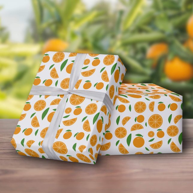 Papel De Presente Padrão Laranja (Orange Pattern Wrapping Paper)