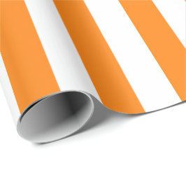 Papel De Presente Padrão Laranja Brilhante Elegante e Striped Branca
