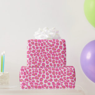 Papel De Presente Padrão-Leopardo Dourado Rosa-Quente