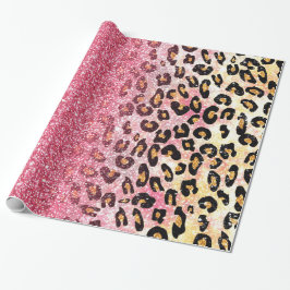 Papel De Presente Padrão Leopardo Glam Pink