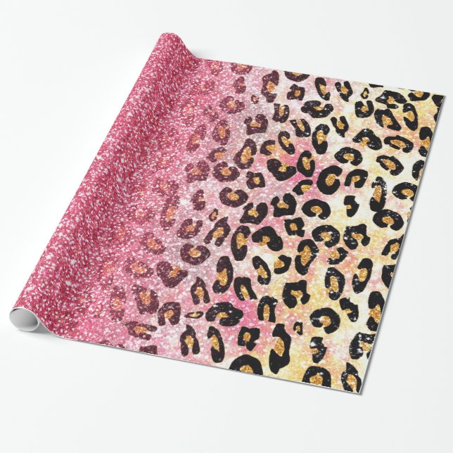 Papel De Presente Padrão Leopardo Glam Pink (Desenrolado)