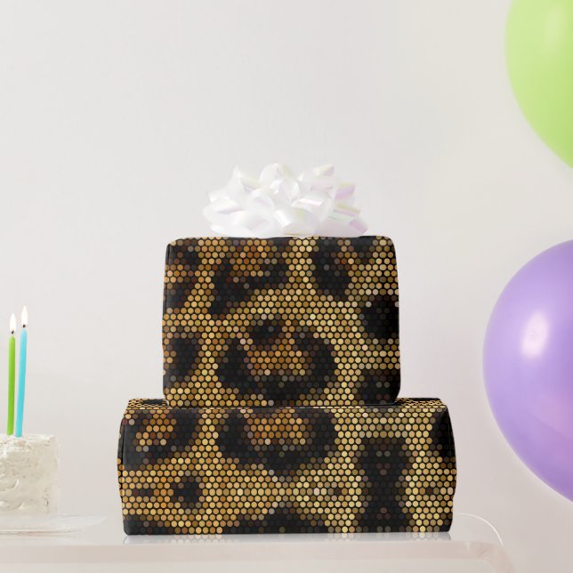 Papel De Presente Padrão-Leopardo Glittery Brown (Presentes para festas)