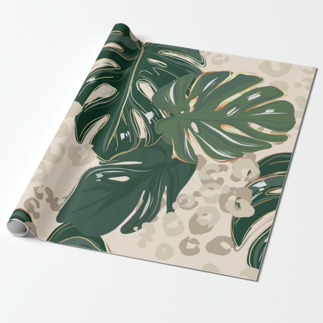 Papel De Presente Padrão leopardo, impressão animal, design sem cost (Desenrolado)