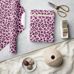 Papel De Presente Padrão-Leopardo Rosa-na moda