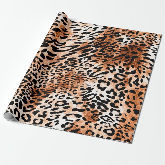 Papel De Presente Padrão leopardo sem costura, impressão animal afri (Desenrolado)