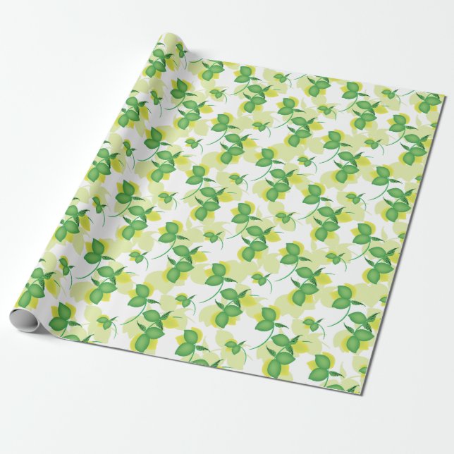 Papel De Presente Padrão Limoncillo Moderno de Limão e Lima (Desenrolado)