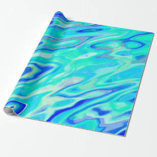 Papel De Presente Padrão Líquido de Abstrato de Textura Azul Aqua