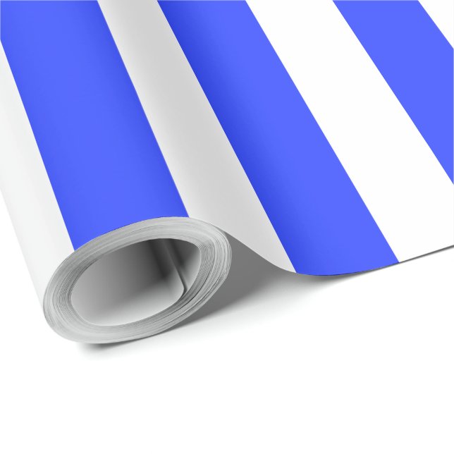 Papel De Presente Padrão Listrado Azul Real Brilhante Elegante (Ponta do rolo)