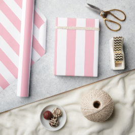 Papel De Presente Padrão Listrado Branco Rosa Claro Elegante