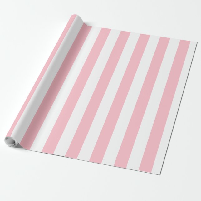 Papel De Presente Padrão Listrado Branco Rosa Claro Luz Elegante (Desenrolado)