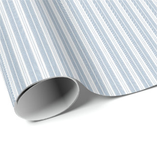 Papel De Presente Padrão Listrado de Xadrez Azul Suave com Samambaia