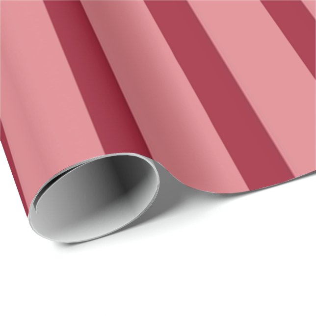 Papel De Presente Padrão Listrado Rosa e Vermelho Bonito (Ponta do rolo)