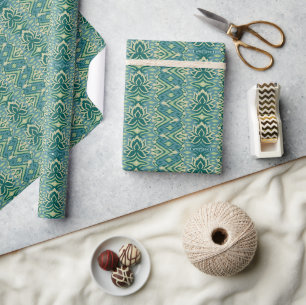 Papel De Presente Padrão Lotus Ikat - O Lotus Branco