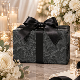 Papel De Presente Padrão Luxuoso Sem Costura Damask Preto no Preto