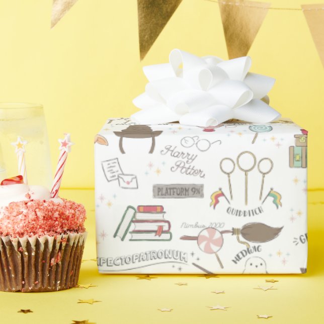 Papel De Presente Padrão Mágico Pequeno HARRY POTTER™ (Festa de aniversário)