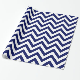 Papel De Presente Padrão marinho Blue XL Chevron ZigZag