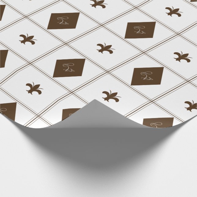 Papel De Presente Padrão Marrom e Diamante Branco legante (Ponta)
