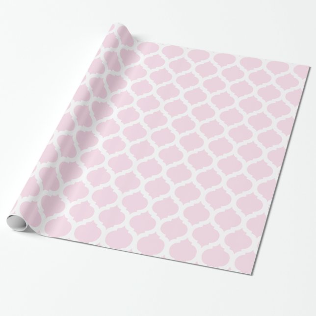 Papel De Presente Padrão marroquino rosa e branco (Desenrolado)