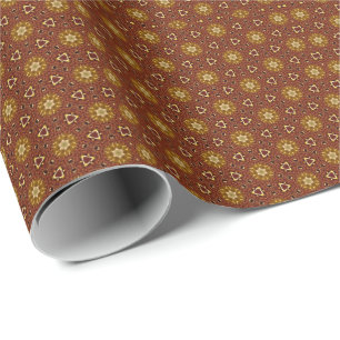Papel De Presente Padrão Masala Amarelo Marrom Apimentado