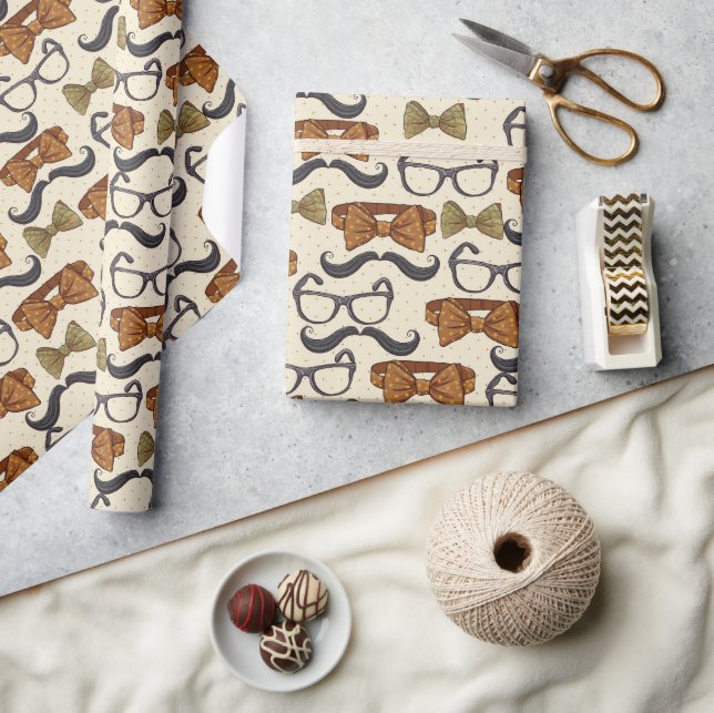 Papel De Presente Padrão Masculino Vintage (Artesanato)