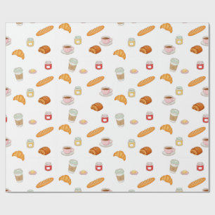 Papel De Presente Padrão Matinal de Padaria Francesa