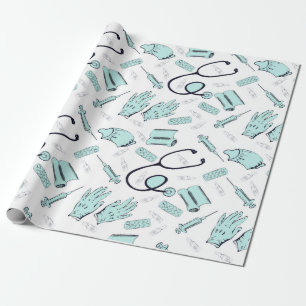 Papel De Presente Padrão Médico Enfermeira Médica Fofa