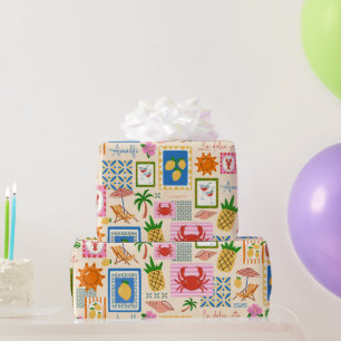 Papel De Presente Padrão Mediterrâneo de Verão da Costa Amalfitana