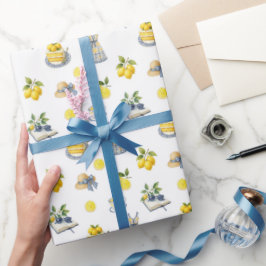 Papel De Presente Padrão mediterrânico de limão de Verão