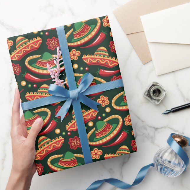 Papel De Presente Padrão Mexicano Cinco De Mayo (Presentear)