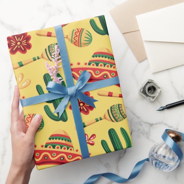 Papel De Presente Padrão Mexicano Cinco De Mayo (Presentear)