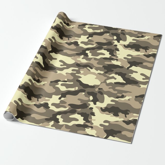Papel De Presente Padrão militar Sepia Dusty Brown Camouflage Camo (Desenrolado)