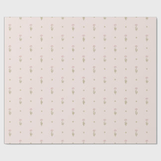 Papel De Presente Padrão Minimalista de Flores Silvestres com Pontos