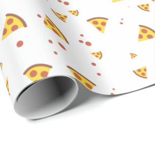 Papel De Presente Padrão Minimalista de Pizza de Pepperoni Retro Div