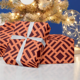 Papel De Presente Padrão Mínimo Castanho Laranja Cubo