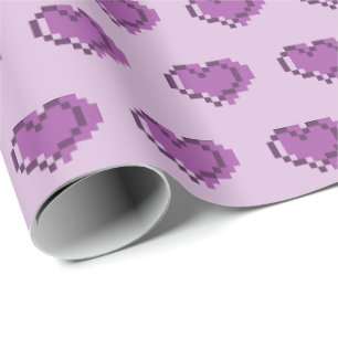 Papel De Presente Padrão Mínimo de Coração em Pixel
