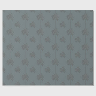 Papel De Presente Padrão Mínimo de Palmeira Azul Cinza Tropical