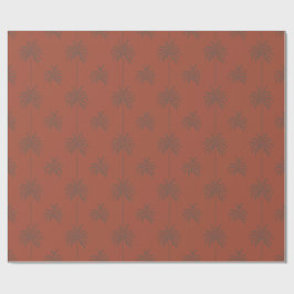 Papel De Presente Padrão Mínimo de Palmeira Tropical em Terracota