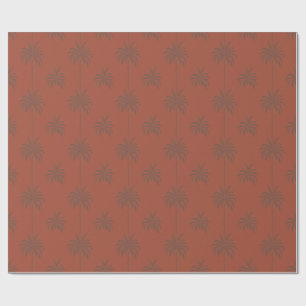 Papel De Presente Padrão Mínimo de Palmeira Tropical em Terracota