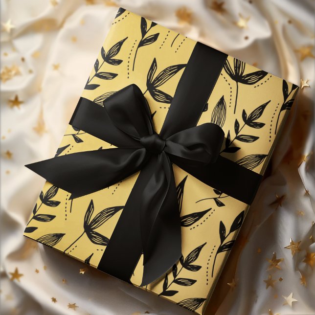 Papel De Presente Padrão mínimo preto e Dourado (Criador carregado)