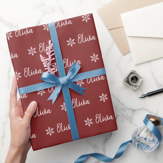 Papel De Presente Padrão Moderno Burgundy Personalizado (Presentear)