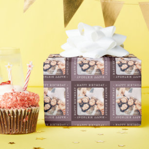 Papel De Presente Padrão Moderno de Damas Feliz Aniversário Foto da 