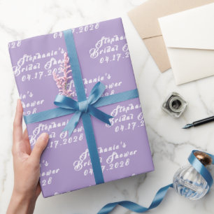 Papel De Presente Padrão Moderno de Lilás Roxo Noiva Chuveiro Nupcia