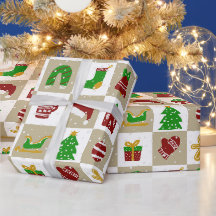 Padrão Moderno de Natal Festivo em Grade