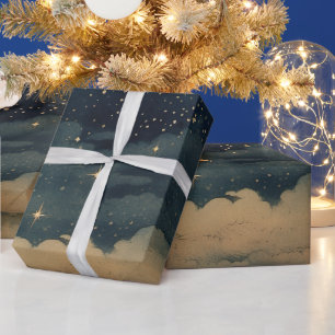 Papel De Presente Padrão Moderno de Noite Estrelada Sem Olhos