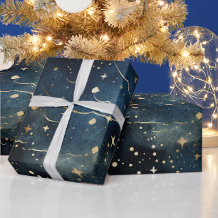 Papel De Presente Padrão Moderno de Noite Estrelada Sem Olhos