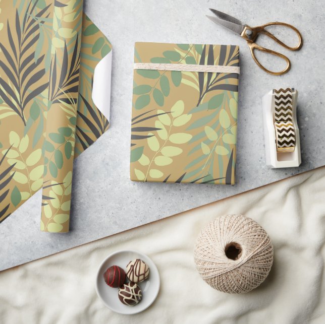 Papel De Presente Padrão Moderno de Palma Tropical (Artesanato)