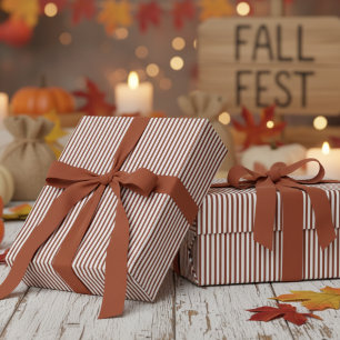 Papel De Presente Padrão Moderno de Stripes de Terracotta