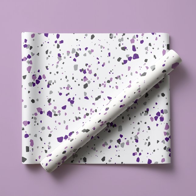 Papel De Presente Padrão Moderno de Terrazzo Roxo Cinza (Criador carregado)