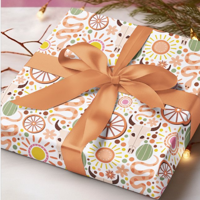 Papel De Presente Padrão moderno do Sol do Deserto de Vaca Ocidental (Criador carregado)